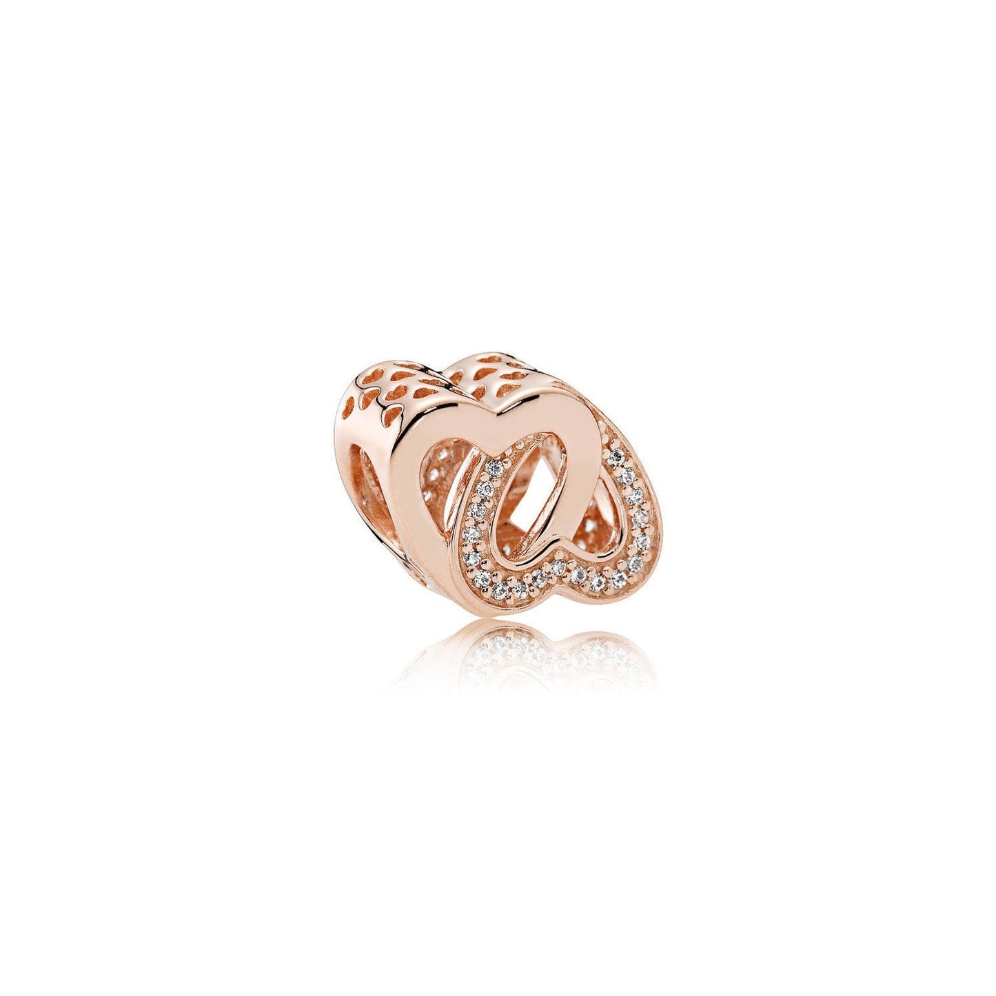 Entwined Love Charm - Rose Gold, Cubic Zirconia Gemstones - ARJWVC1046RG ARCADIO