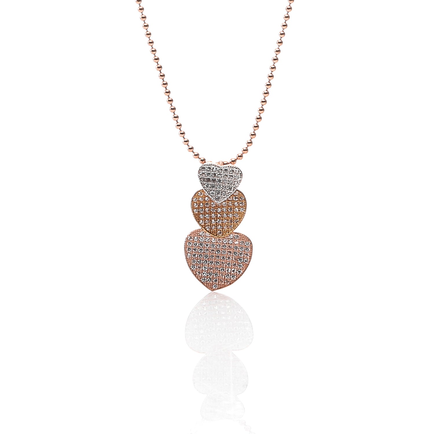 Eternal Heart Elegance Drop Pendant Necklace & Earring  Set - ARJW1020RG ARCADIO
