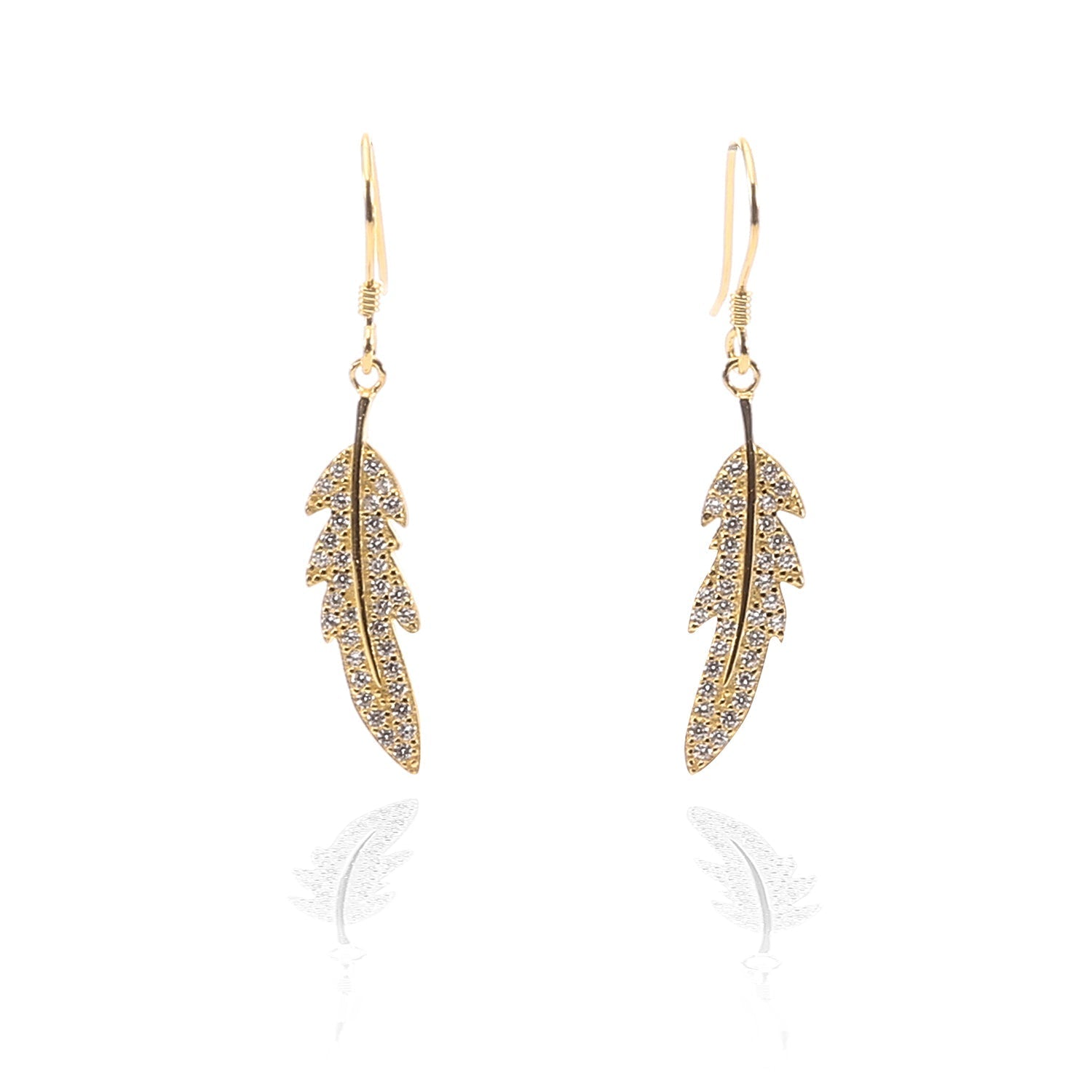 Feather Pendant Necklace and Earring Set - ARJW1015GD ARCADIO