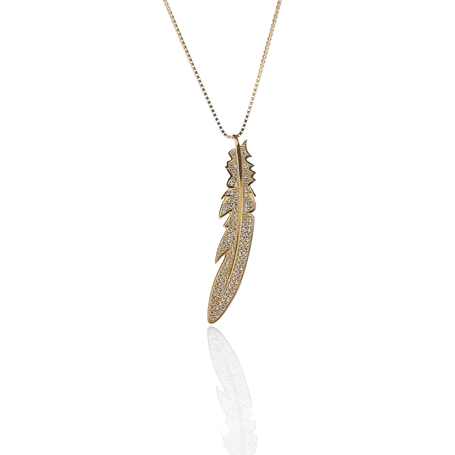 Diamond Accent Sterling Silver Feather Pendant Necklace