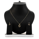 Forever Love Interlocked Heart Pendant Necklace and Earrings Set - ARJW1004GD ARCADIO