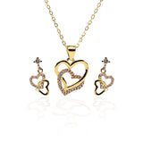Forever Love Interlocked Heart Pendant Necklace and Earrings Set - ARJW1004GD ARCADIO