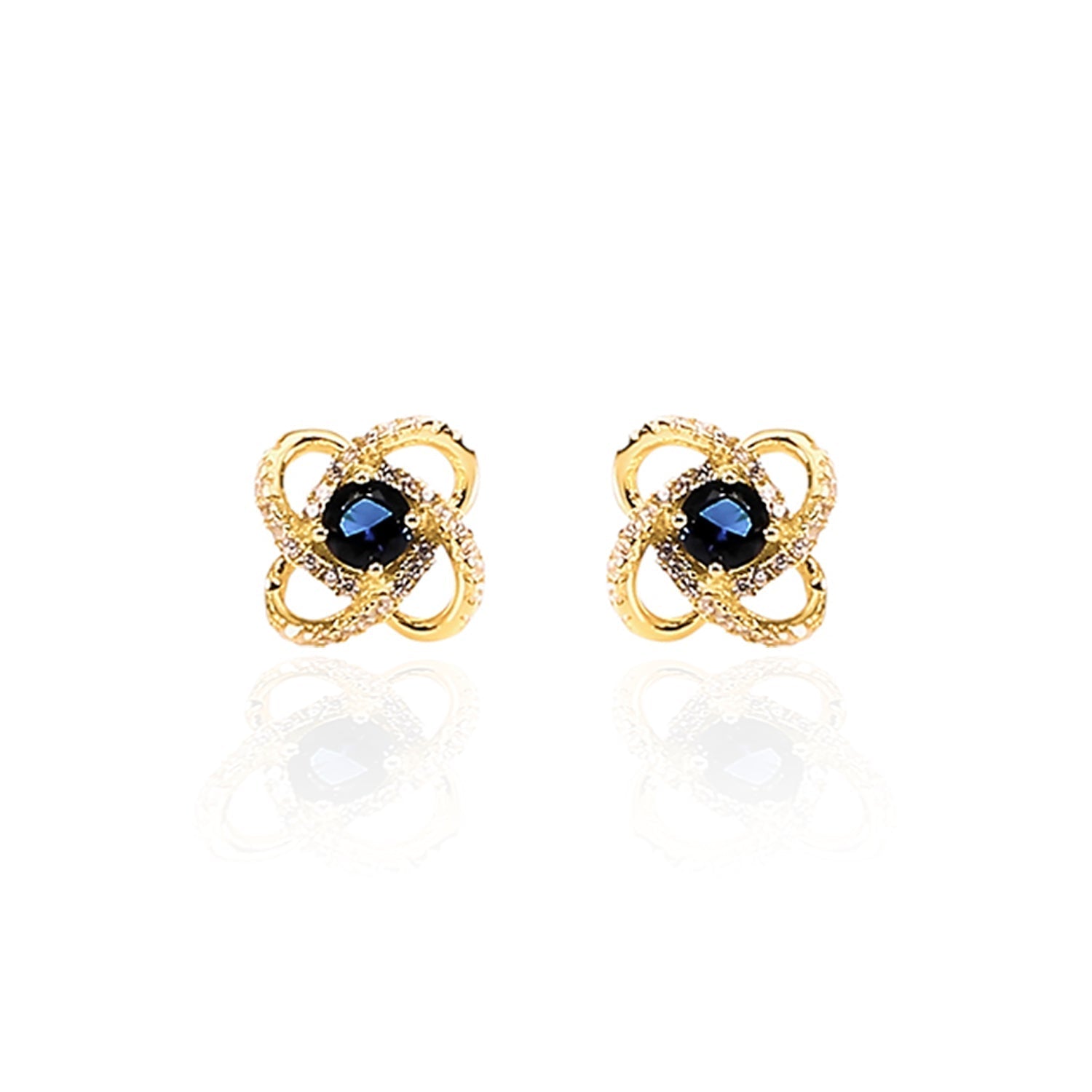 Four Leaf Clover Sapphire Pendant and Earrings Set - ARJW1005GD ARCADIO