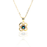 Four Leaf Clover Sapphire Pendant and Earrings Set - ARJW1005GD ARCADIO