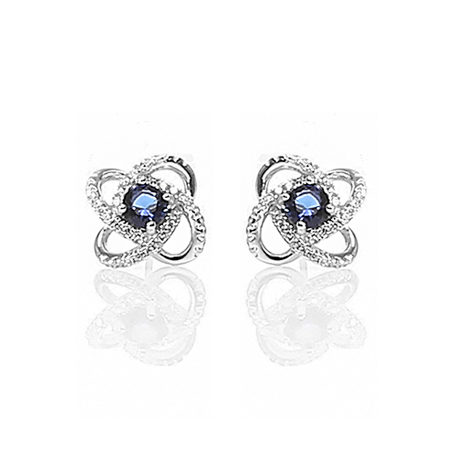 Four Leaf Clover Sapphire Pendant and Earrings Set - ARJW1005RD ARCADIO