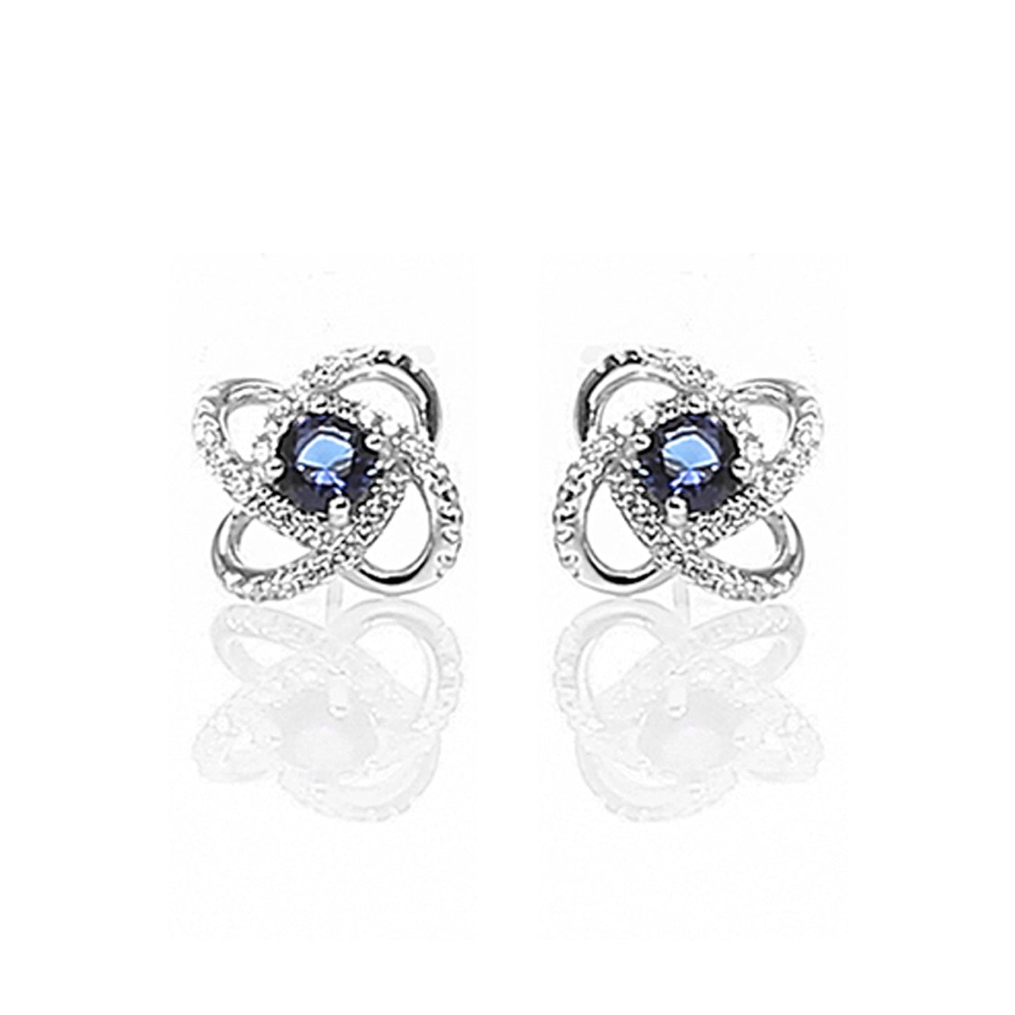 Four Leaf Clover Sapphire Pendant and Earrings Set - ARJW1005RD ARCADIO