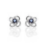 Four Leaf Clover Sapphire Pendant and Earrings Set - ARJW1005RD ARCADIO
