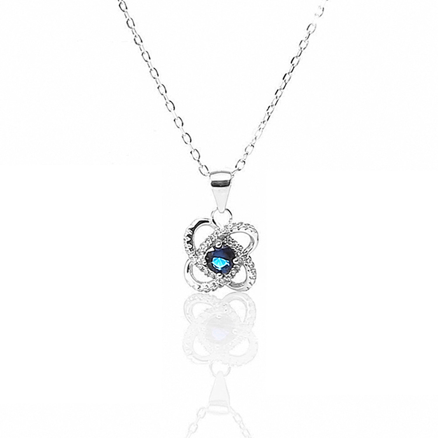 Four Leaf Clover Sapphire Pendant and Earrings Set - ARJW1005RD ARCADIO