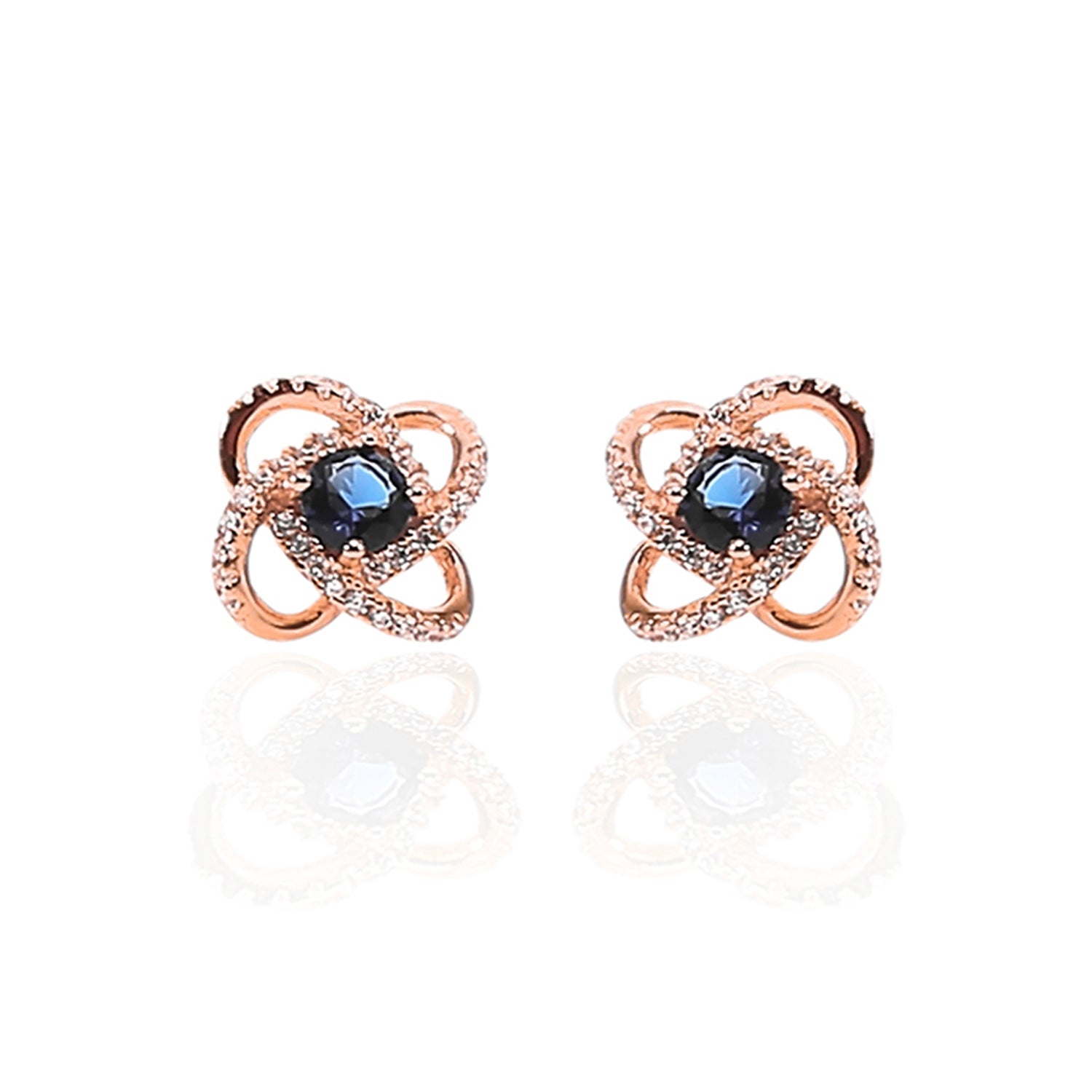 Four Leaf Clover Sapphire Pendant and Earrings Set - ARJW1005RG ARCADIO
