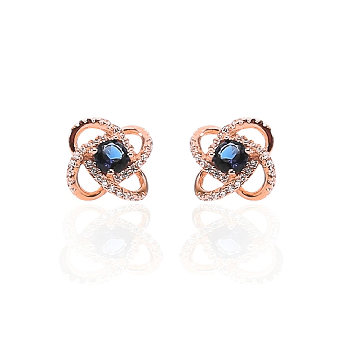Four Leaf Clover Sapphire Pendant and Earrings Set - ARJW1005RG ARCADIO