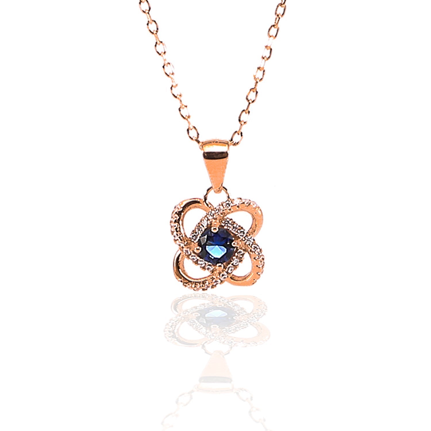 Four Leaf Clover Sapphire Pendant and Earrings Set - ARJW1005RG ARCADIO