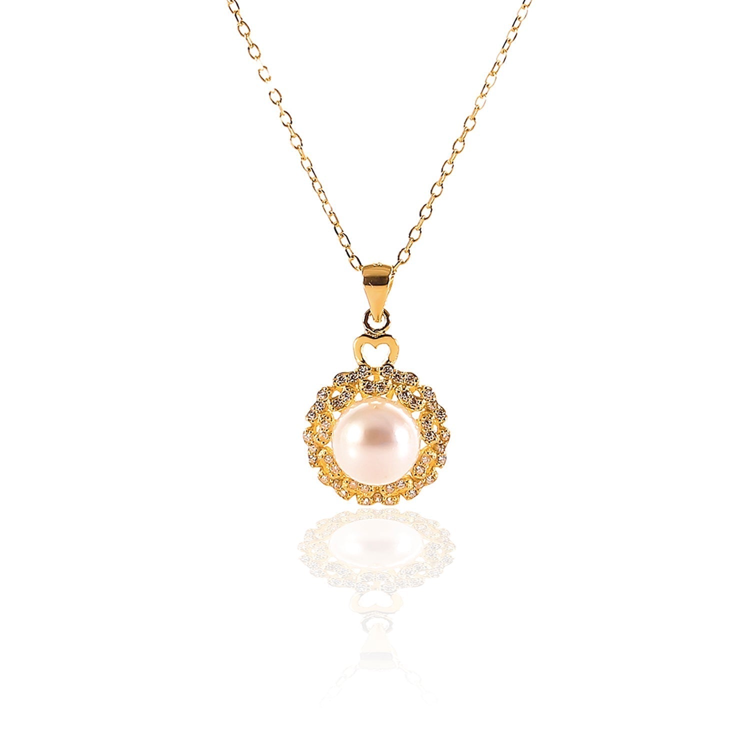 Freshwater White Pearl Pendant and Earrings Set - ARJW1002GD ARCADIO