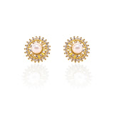 Freshwater White Pearl Pendant and Earrings Set - ARJW1002GD ARCADIO