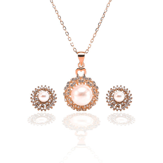 Freshwater White Pearl Pendant and Earrings Set - ARJW1002RG ARCADIO