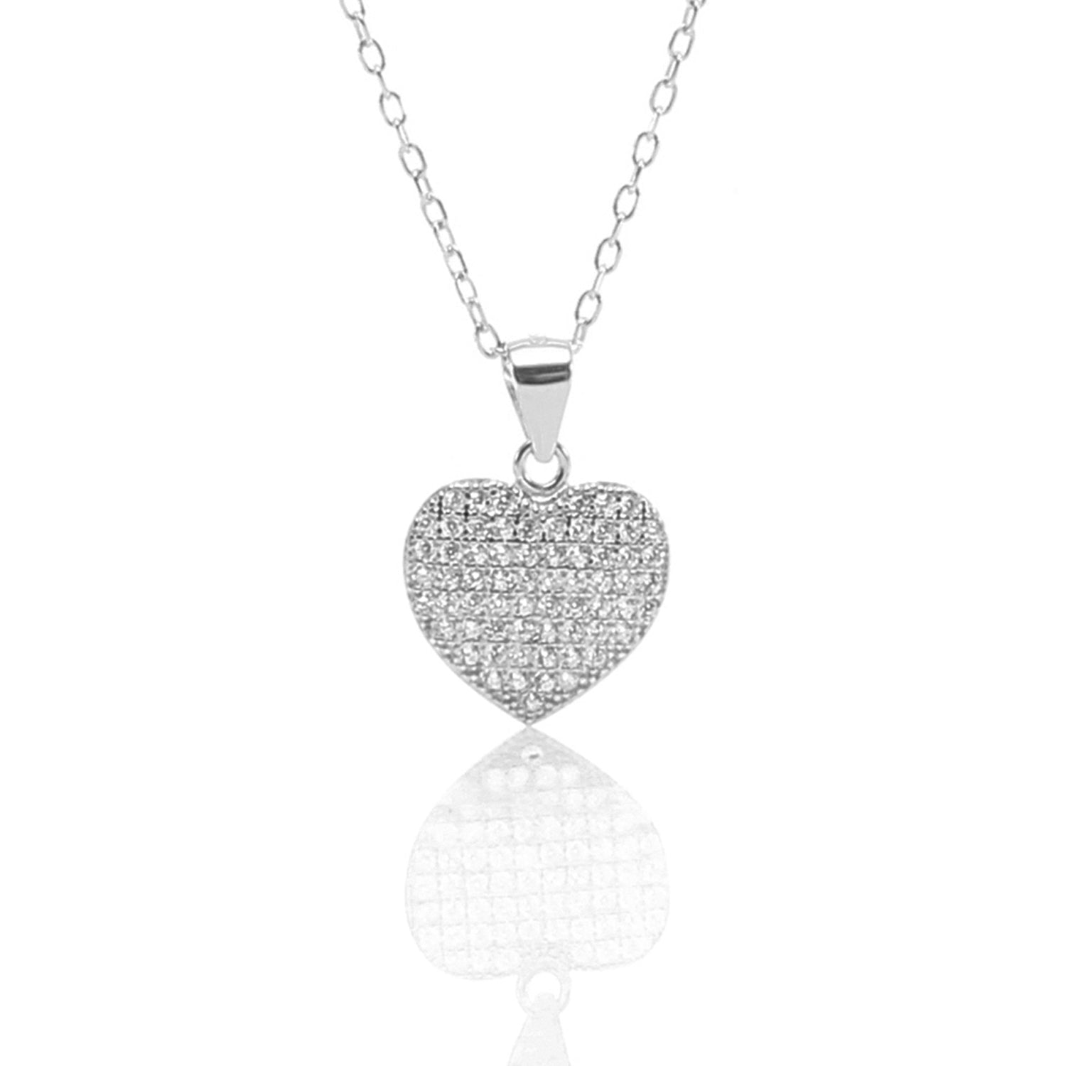 Heart Shaped Pendant Necklace and Earring Set - ARJW1009RD ARCADIO