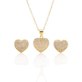 Heart Shaped Pendant Necklace and Earrings Set - ARJW1009GD ARCADIO