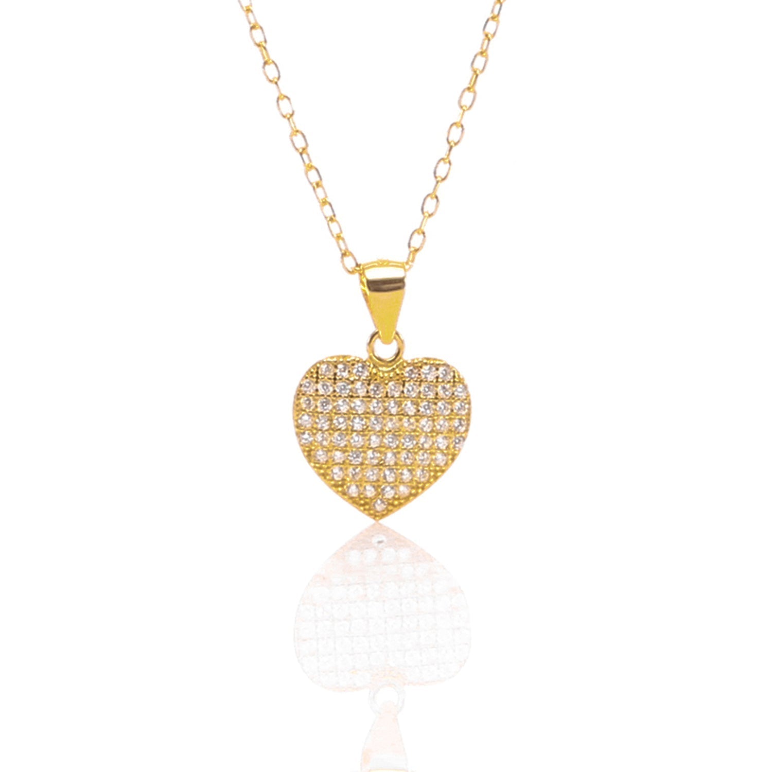 Heart Shaped Pendant Necklace and Earrings Set - ARJW1009GD ARCADIO