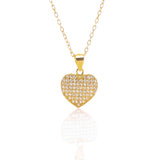 Heart Shaped Pendant Necklace and Earrings Set - ARJW1009GD ARCADIO