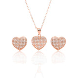 Heart Shaped Pendant Necklace and Earrings Set - ARJW1009RG ARCADIO