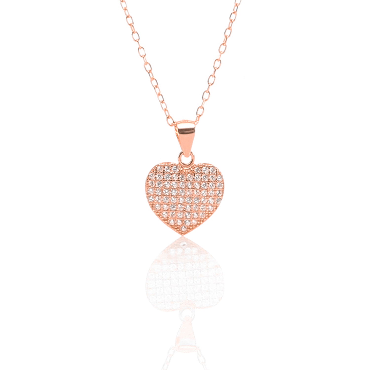 Heart Shaped Pendant Necklace and Earrings Set ARJW1009RG ARCADIO