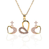 Heart Swirls Pendant and Earrings Set - ARJW1006GD-RG ARCADIO