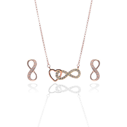 Infinite Love Pendant Necklace and Earrings Set - ARJW1023RG ARCADIO