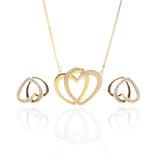 Interlocking Hearts Pendant Necklace and Earrings Set - ARJW1025GD ARCADIO