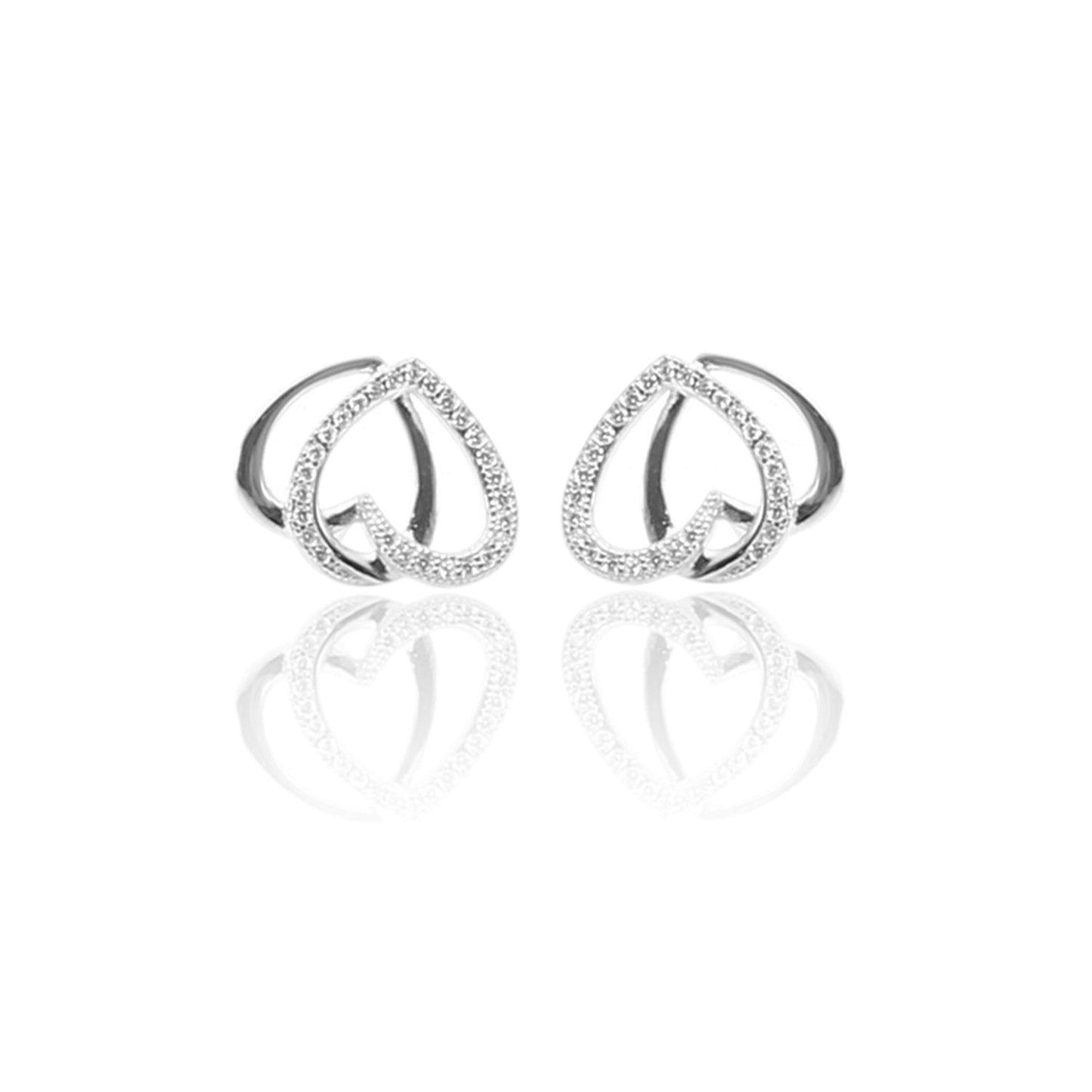 Interlocking Hearts Pendant Necklace and Earrings Set - ARJW1025RD ARCADIO