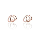 Interlocking Hearts Pendant Necklace and Earrings Set - ARJW1025RG ARCADIO