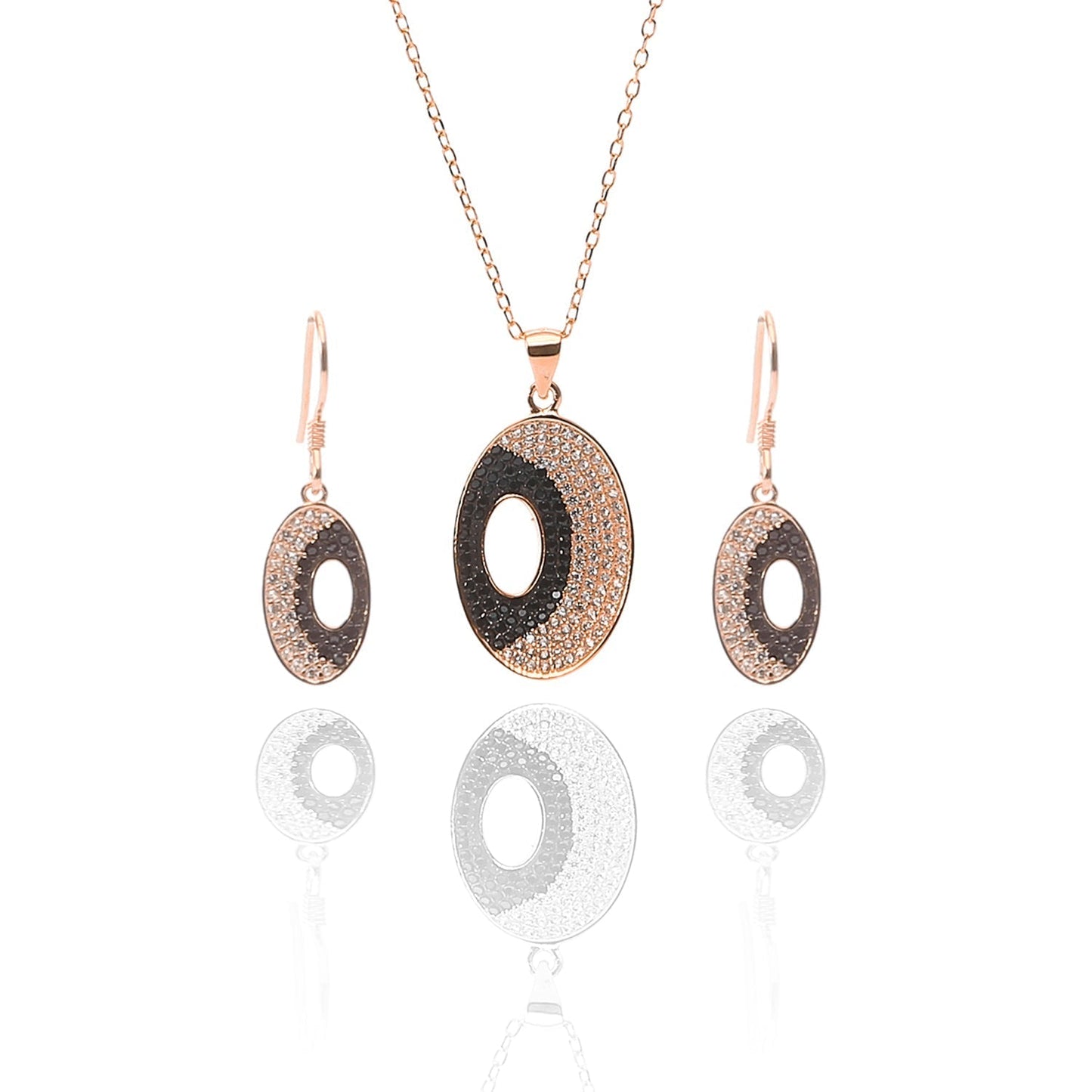 Juno Pendant Necklace and Earrings Set - ARJW1018RG ARCADIO