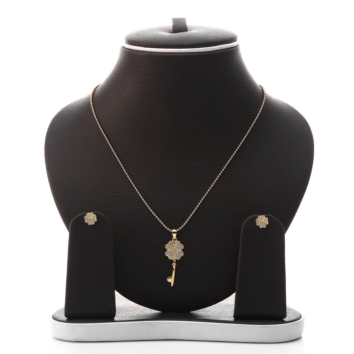 Key To My Heart Pendant Necklace and Earrings Set - ARJW1012GD ARCADIO