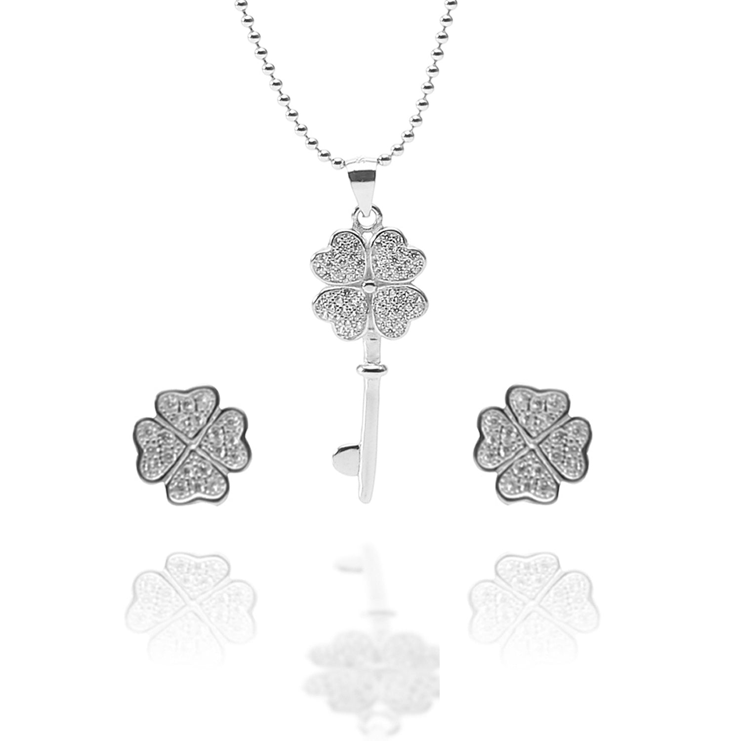 Key to My Heart Pendant Necklace and Earrings Set - ARJW1012RD ARCADIO