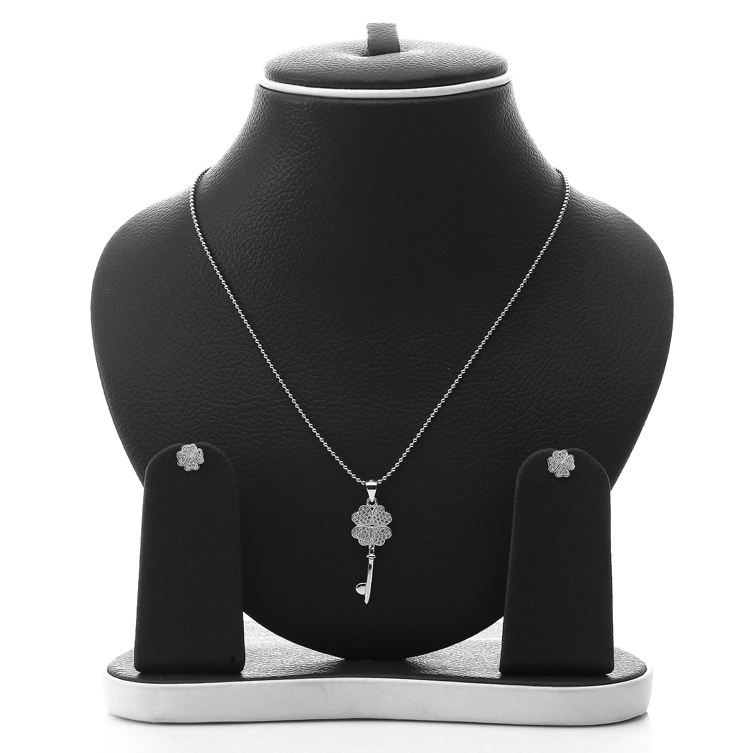 Key to My Heart Pendant Necklace and Earrings Set - ARJW1012RD ARCADIO