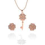 Key to My Heart Pendant Necklace and Earrings Set - ARJW1012RG ARCADIO