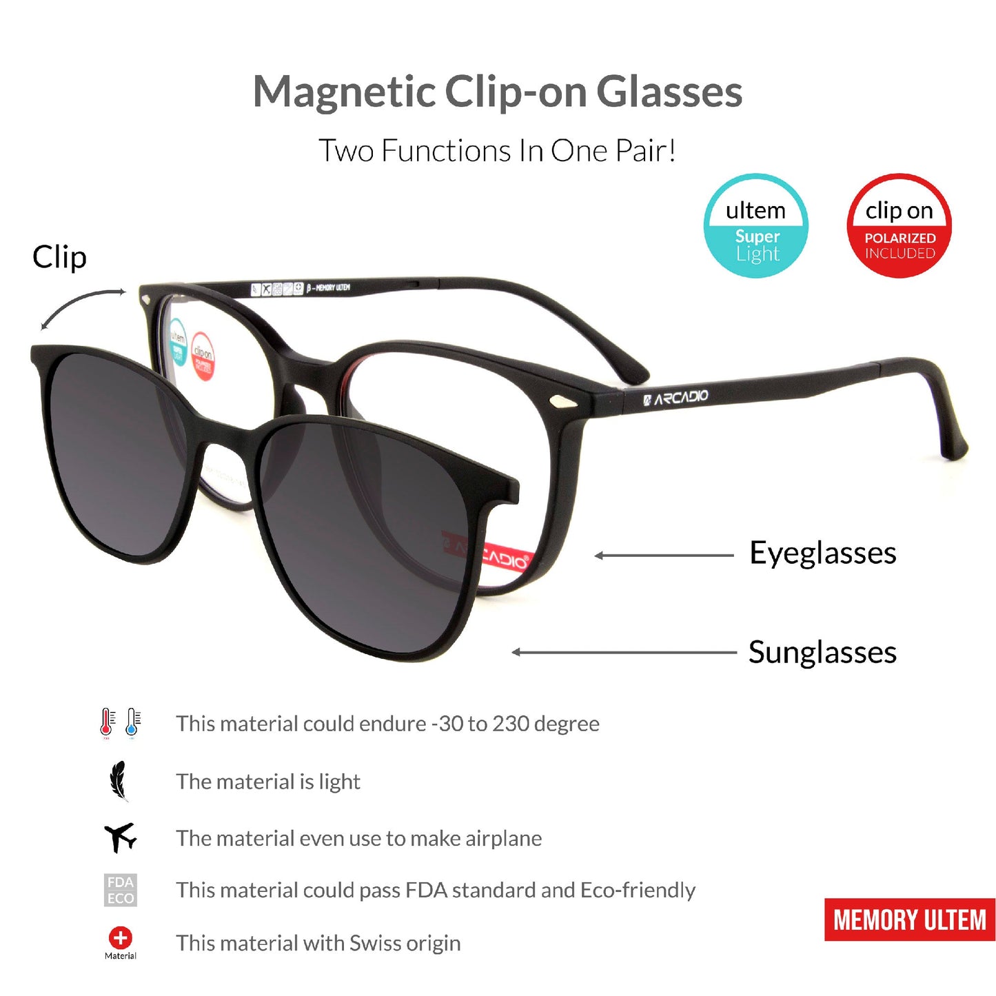 Magnetic Clip-on Glasses SE779 ARCADIO