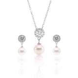 Pearl Teardrop Pendant Necklace and Earrings Set - ARJW1027RD ARCADIO