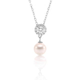 Pearl Teardrop Pendant Necklace and Earrings Set - ARJW1027RD ARCADIO