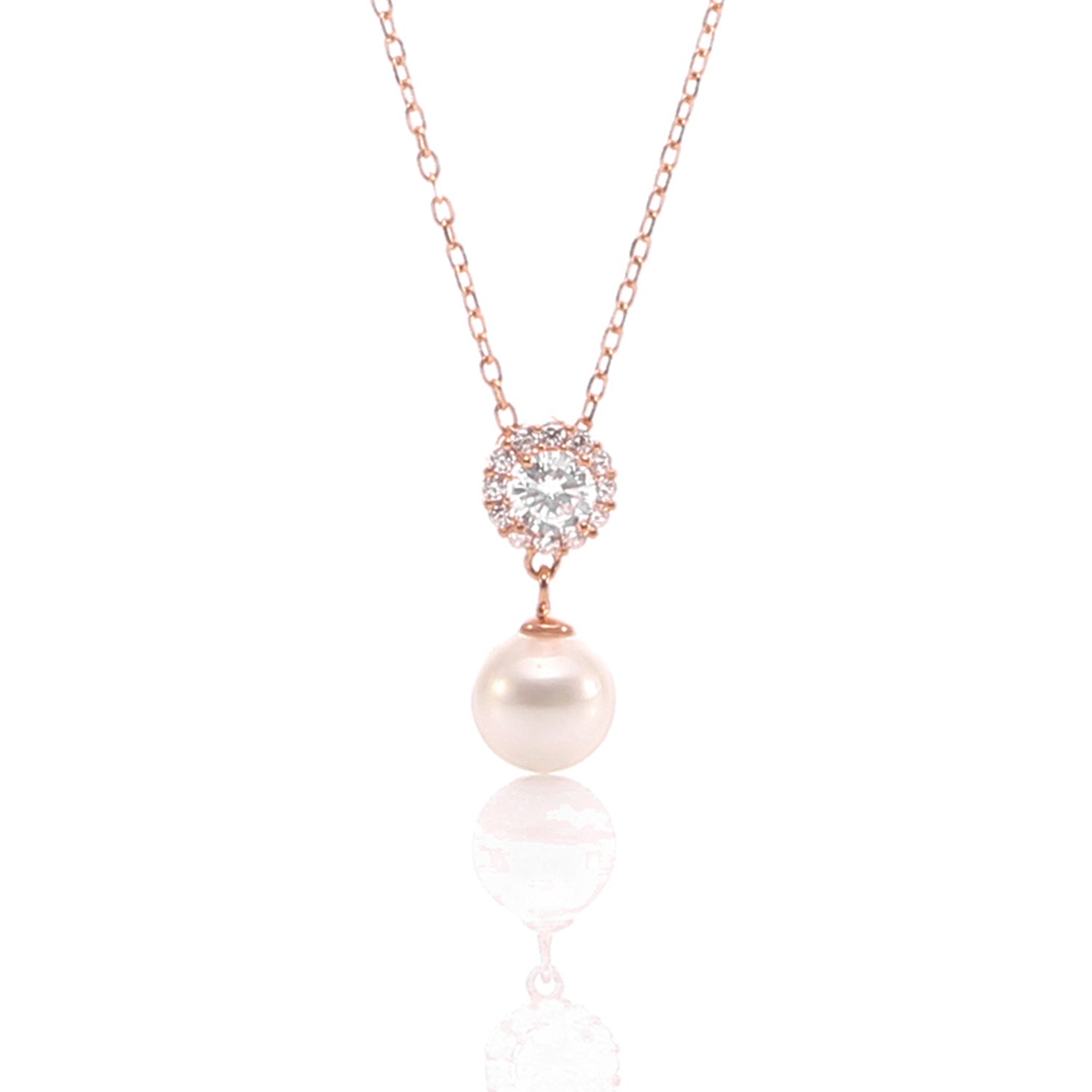 Pearl Teardrop Pendant Necklace and Earrings Set - ARJWR1027RG ARCADIO