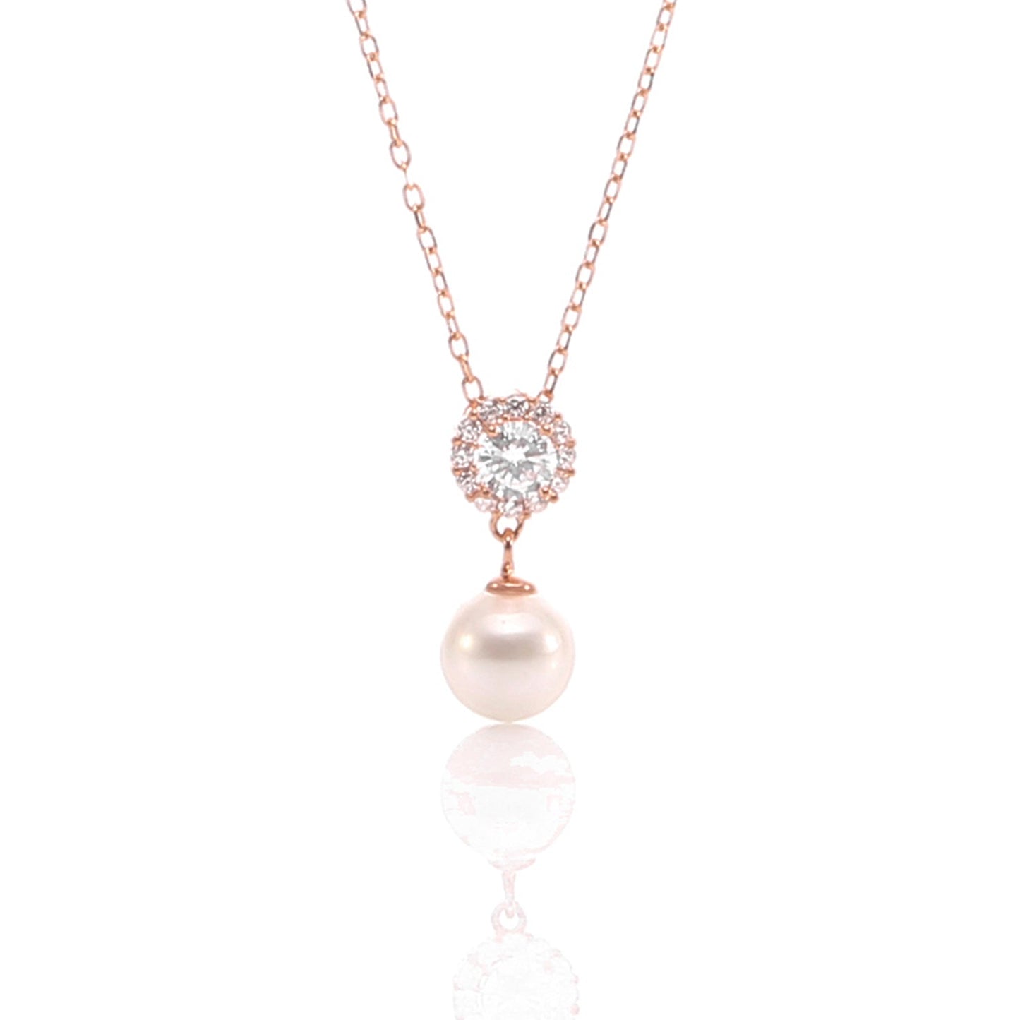 Pearl Teardrop Pendant Necklace and Earrings Set - ARJWR1027RG ARCADIO