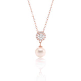 Pearl Teardrop Pendant Necklace and Earrings Set - ARJWR1027RG ARCADIO