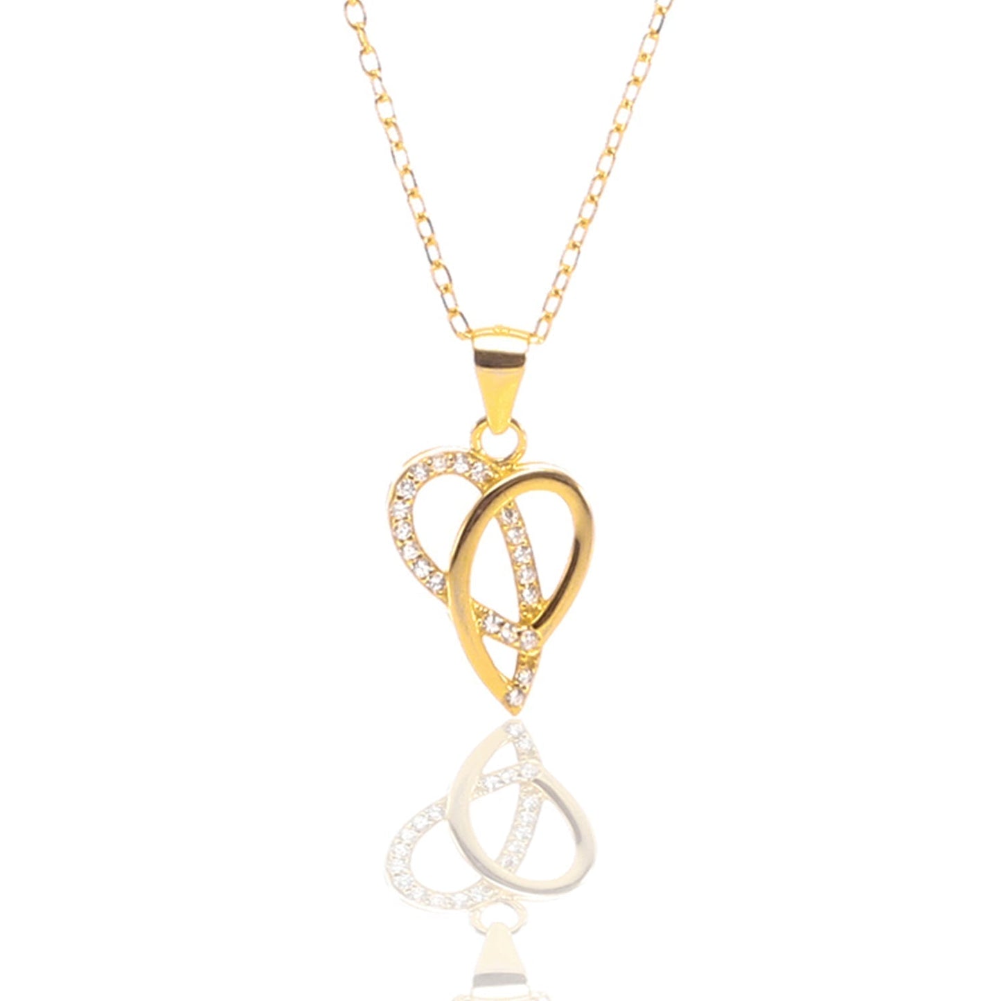 Ribbons of Love Pendant Necklace and Earrings Set - ARJW1007GD ARCADIO
