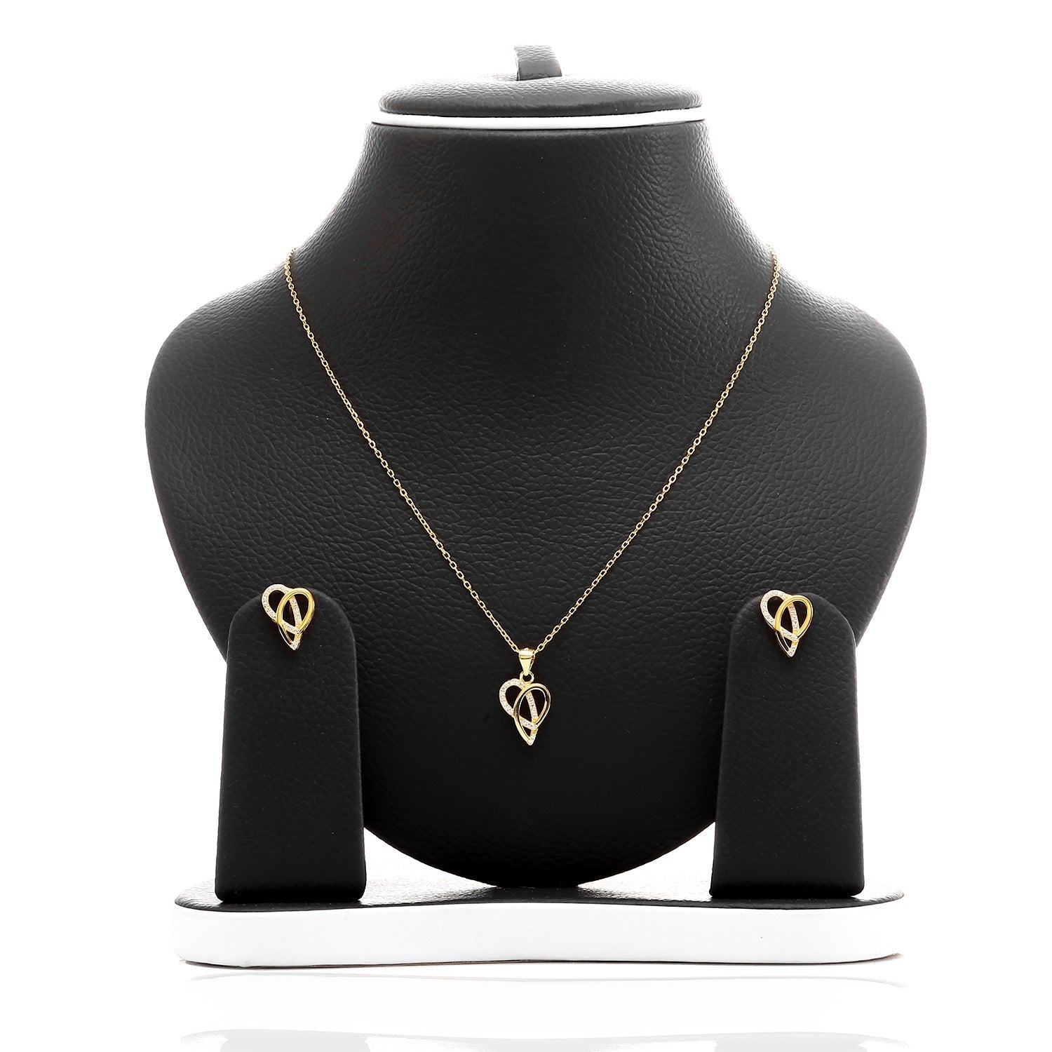 Ribbons of Love Pendant Necklace and Earrings Set - ARJW1007GD ARCADIO