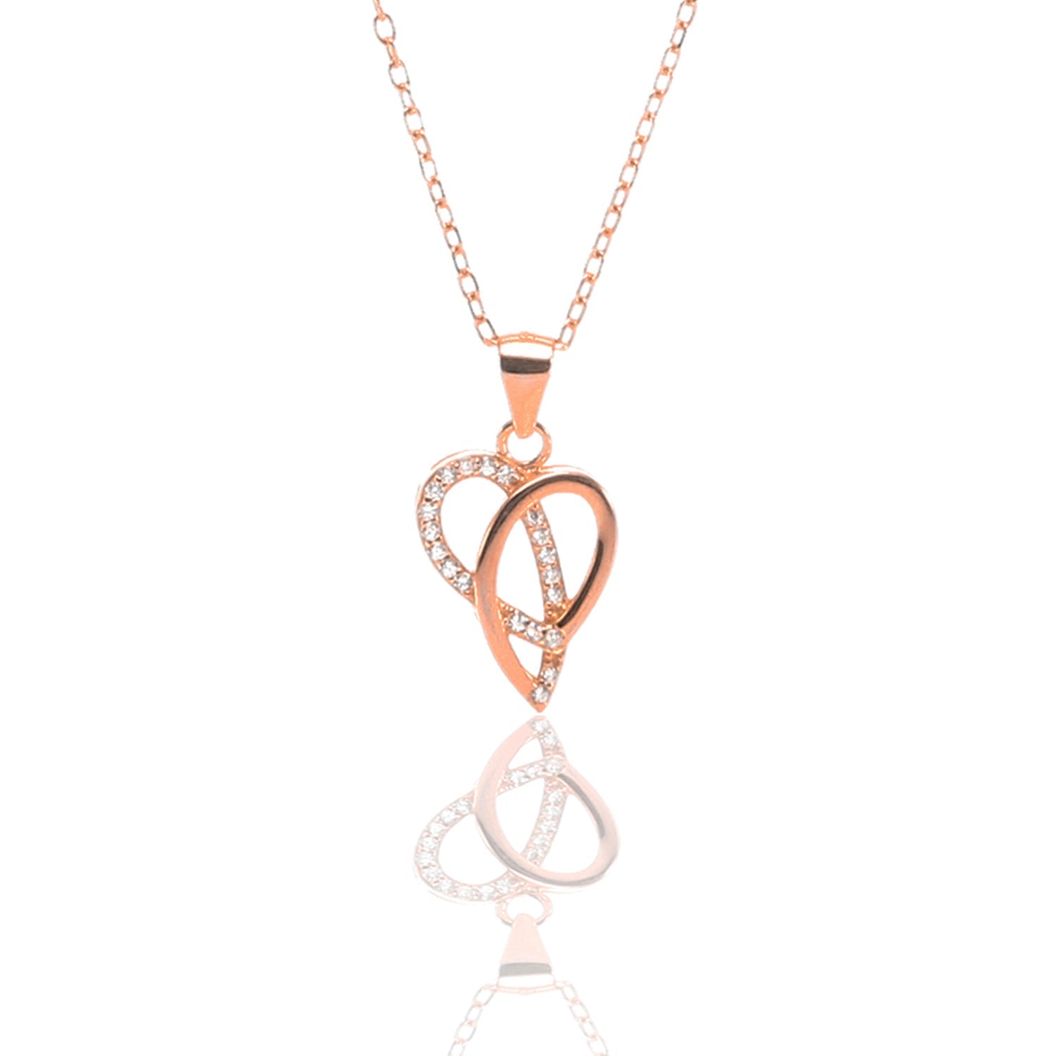 Ribbons of Love Pendant Necklace and Earrings Set - ARJW1007RG ARCADIO