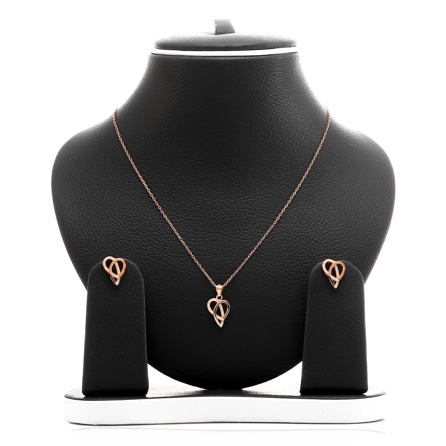 Ribbons of Love Pendant Necklace and Earrings Set - ARJW1007RG ARCADIO