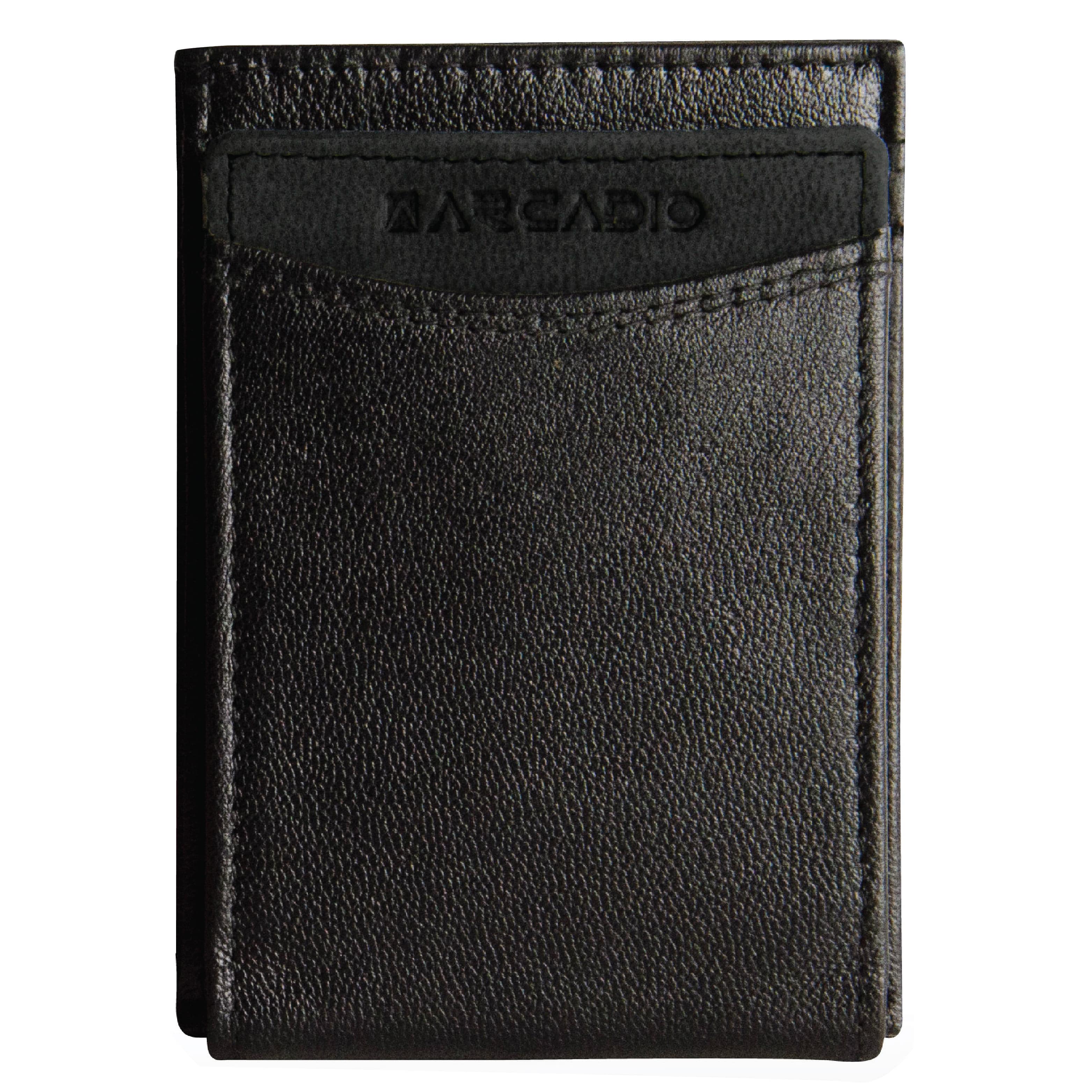 SLIM TRIM Magnetic Leather Card Holder ARWMC1013BK ARCADIO