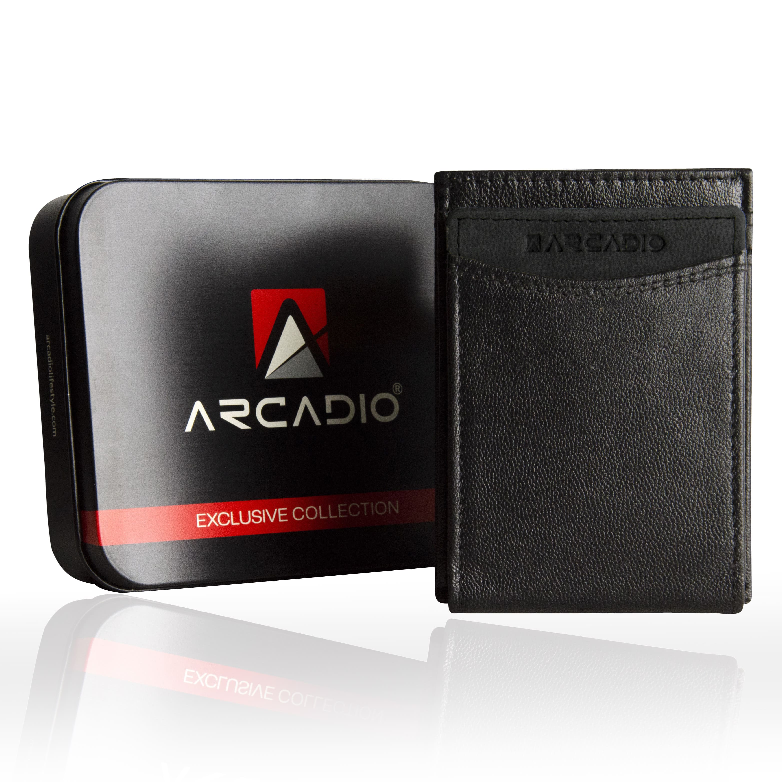SLIM TRIM Magnetic Leather Card Holder ARWMC1013BK ARCADIO