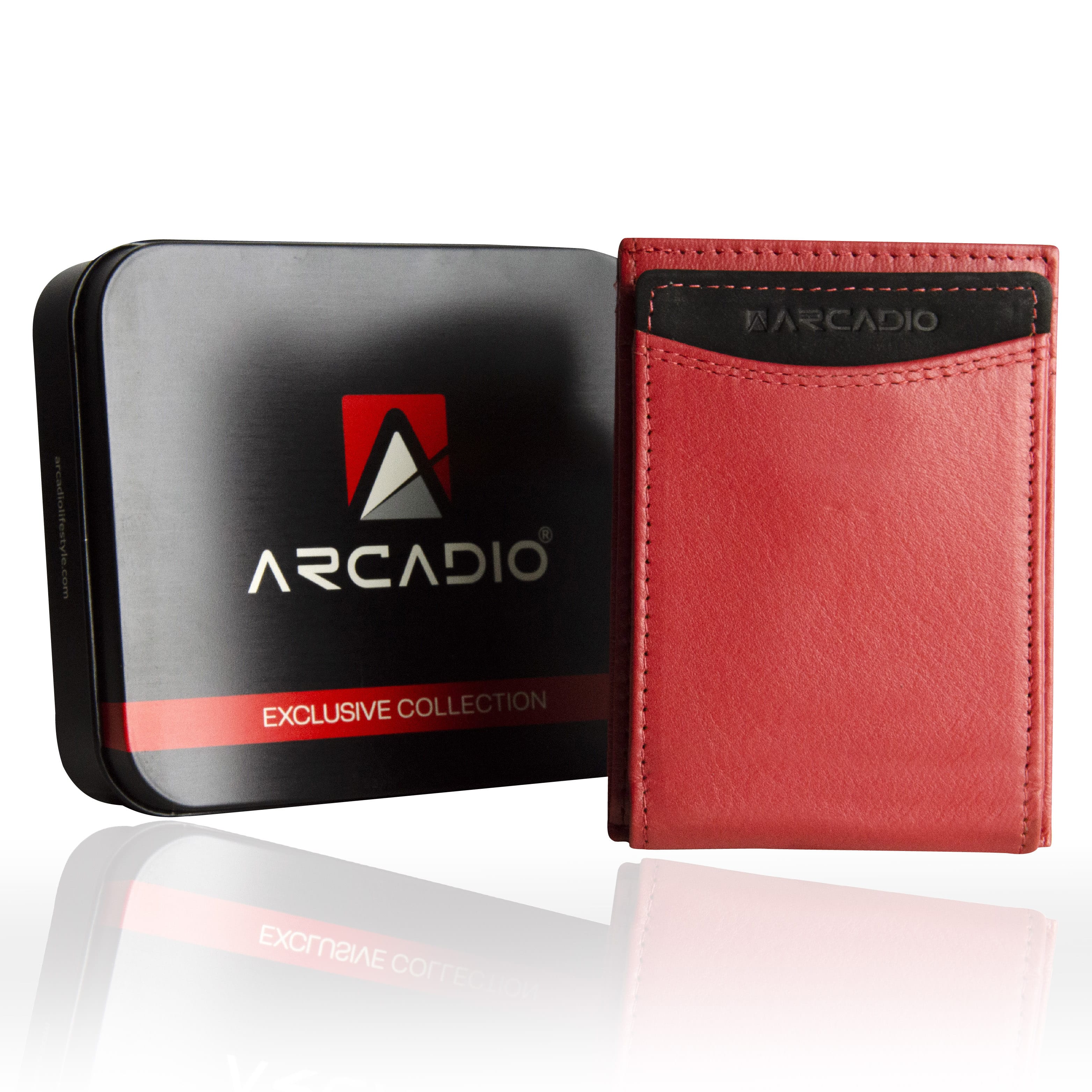 SLIM TRIM Magnetic Leather Card Holder ARWMC1013RD ARCADIO