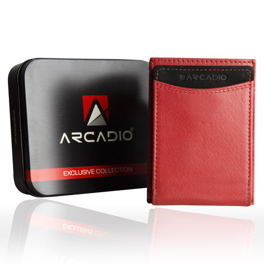SLIM TRIM Magnetic Leather Card Holder ARWMC1013RD ARCADIO