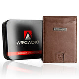 SLIM TRIM Textured Leather Money Clip ARMCN1014BR ARCADIO