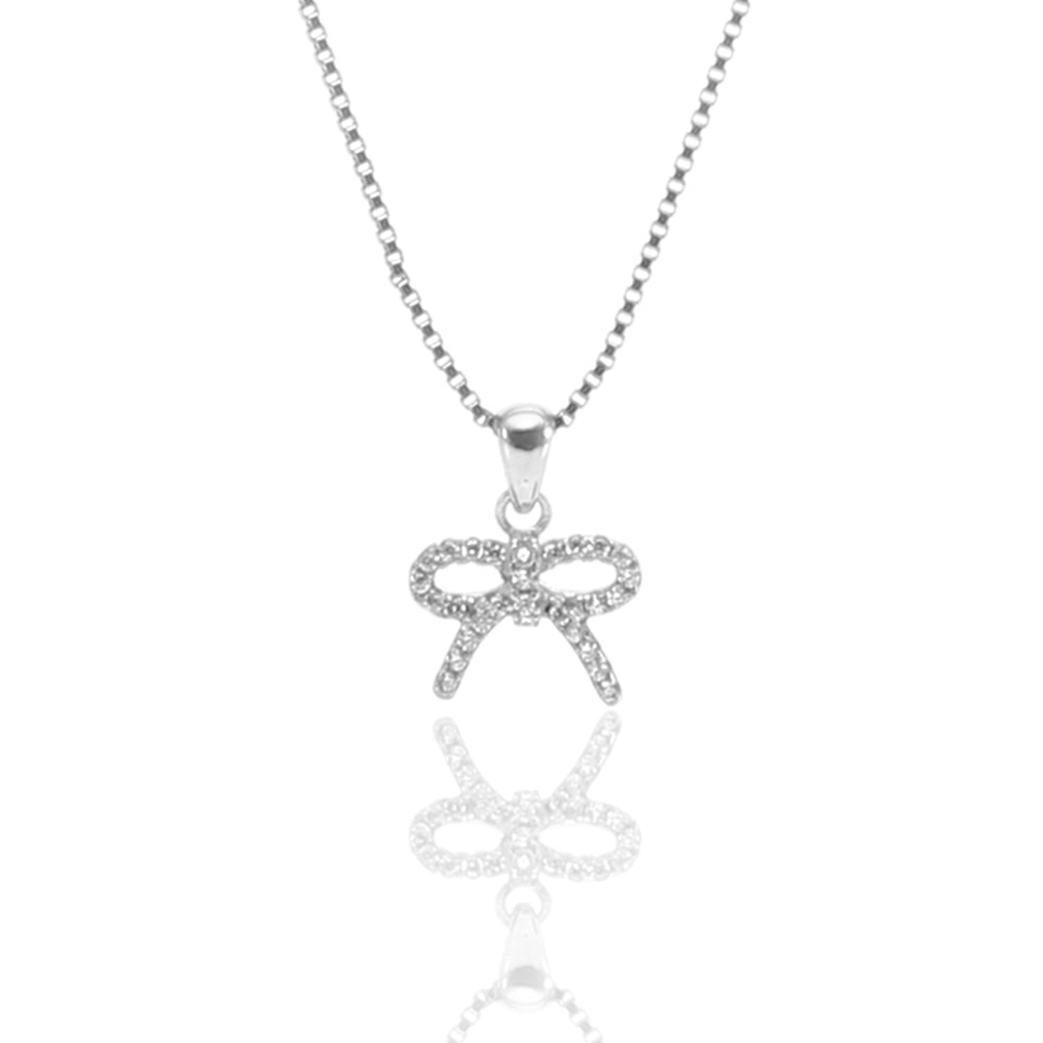 Sparkling Bow Pendant Necklace and Earrings Set - ARJW1010RD ARCADIO